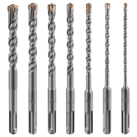 Five Piece Wensilon Concrete Drill Bit Set For Masonry Pros Three Eighths Inch To Four Inch Cross Type Double Thread Carbide Bits For Concrete Brick Cement Walls And Stone Hammer Drill Applications displayed.