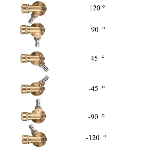 Pivoting Coupler For Pressure Washer Nozzles And Gutter Cleaning, 1/4 Inch Quick Disconnect, 240 Degree Swivel, 4500 PSI, Brass Body angles