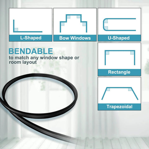 All-In-One Bendable Ceiling Curtain Track System With 12Ft Flexible Sliding Rails For Ceiling Or Wall Mount No-Fuss Hardware