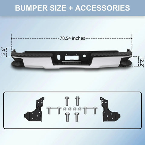 Chrome Rear Step Bumper For 2014 To 2018 Chevy Silverado GMC Sierra 1500 No Park, includes bumper and mounting hardware