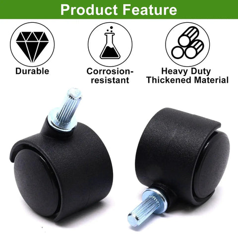 One Inch Swivel Caster Wheels Set Of Four With M6 15mm Straight Grained Rod Nylon Replacement Casters For Furniture Tables Cabinets And Office Chairs 29.3mm Diameter 33.5mm Width Sleeve Inserts Not Included