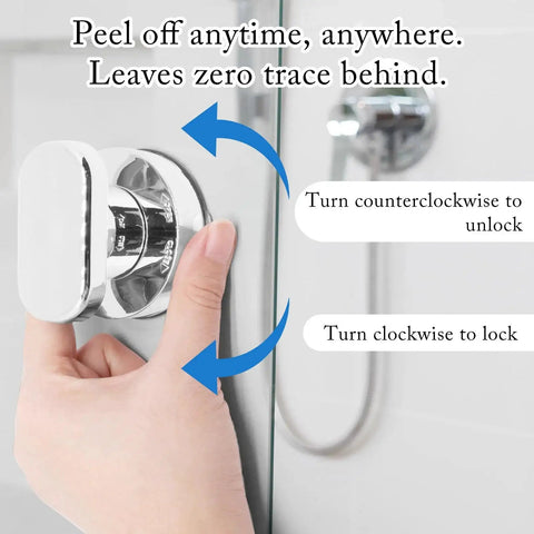 Two Piece Suction Cup Handle Set being turned by hand, showing tool-free lock and unlock mechanism, silver finish