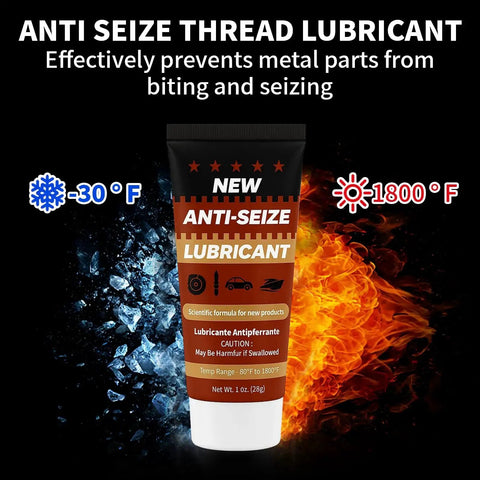 Copper Anti Seize Brake Caliper Grease And Thread Lubricant High Temp Copper Compound Prevents Seizure And Noise On Spark Plug Threads Brake Pins Bolts And Shims For Easy Disassembly And Long Lasting Automotive Maintenance 1oz Tube shown against a split background of cold and hot temperatures.