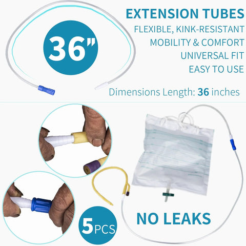 Amazon VWJ 5 pieces urinary drainage bag extension tubing, 36-inch, flexible, universal fit