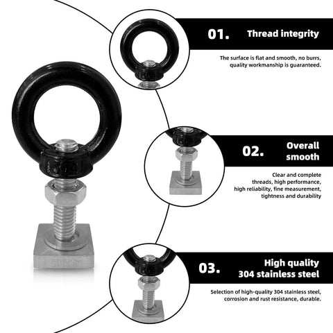 Heavy Duty 4 Pack M8 T Slot Bolts With Eye Nuts For Roof Racks, Stainless Steel T Track Bolts, Anchoring Kit details