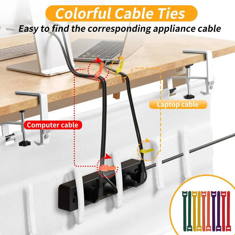 Under Desk Cable Management Tray With Clamp No Drill 36 Inch Cord Organizer showing cables neatly tucked under a desk