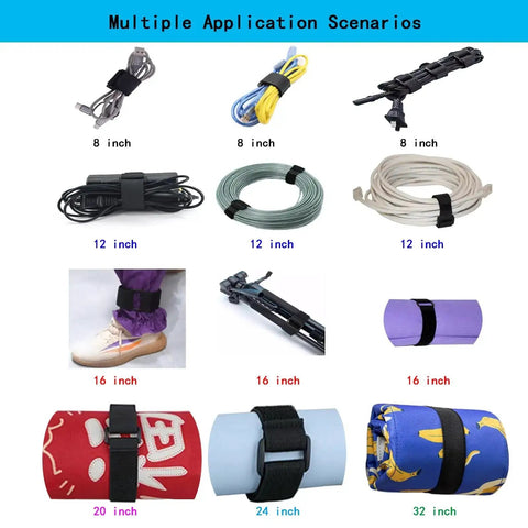 Twenty Pack Reusable Cable Ties And Straps 12x1 Inch Adjustable Hook And Loop Nylon Fasteners For Cable Management used on various items