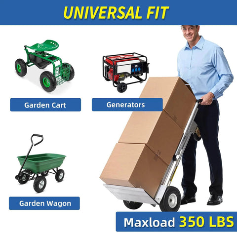Flat Free 10 Inch Solid Tire Wheel For Hand Trucks Garden Wagons Carts Trolleys And Dollies Replacement 4.10/3.50-4 with a 350 lb load