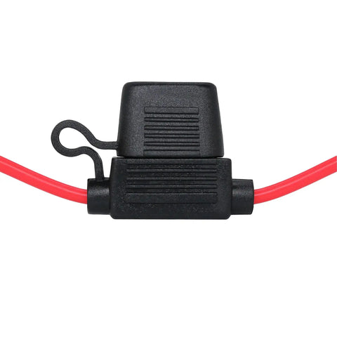 Front view of Waterproof Inline Fuse Holder Kit 6 Pack for Standard ATO ATC Medium Blade Fuses, 14 AWG Wire 10 Inch Leads