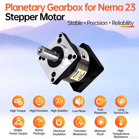 50 To 1 Planetary Gearbox For Nema 23 Stepper Motor With 20 Arcmin Backlash Input Shaft 8mm Output Shaft 14mm Body Length 57 To 83mm