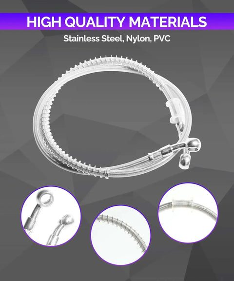 39.37 Inch Long Motorcycle Hydraulic Brake Line With Stainless Steel Braided Hose 10mm ID showing high materials like steel, nylon, PVC