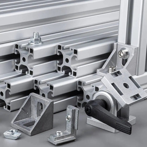 5 Pack Inside Corner Brackets Gusset 77x77x36mm for 4040 and 4080 aluminum extrusion rails, silver heavy-duty right angle connectors