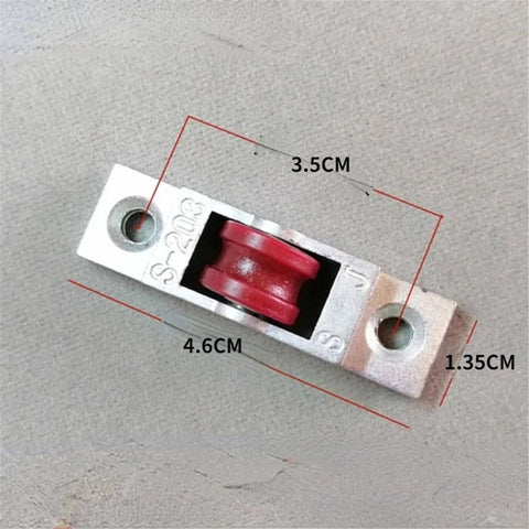 Close-up of a metal roller from a Six Pack Freezer Display Cabinet Replacement Wheels For Removable Glass Doors, measuring dimensions