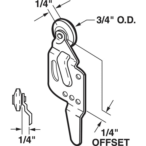 Front Closet Door Roller With Quarter Inch Offset And Three Quarter Inch Nylon Wheel Two Pack For Adjustable Bracket