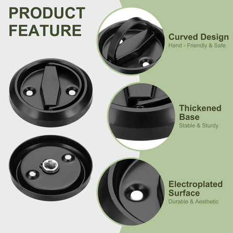 Round Recessed Door Pull Handle 3 Inch Stainless Steel Concealed Brushed Cabinet Hidden Knob for Modern Doors Black Finish features