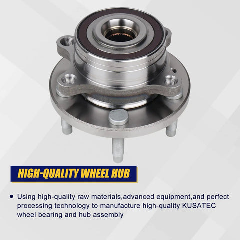 Two Piece Wheel Bearing And Hub Assembly 512460 For Ford Explorer 2011 2018 And Police Interceptor Utility 2013 2018 Front Or Rear 5 Lug With ABS Drop In Ready Direct Replacement Premium Quality Set displayed on white background.