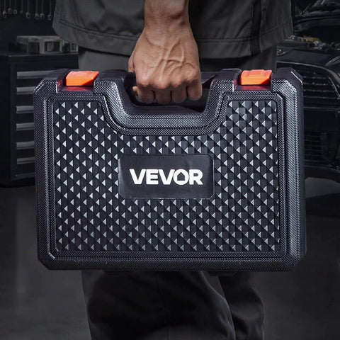 Carrying case of Bearing Press Kit 43 Pcs Bearing Race And Seal Driver Set With 39 Bushings And Handle Shafts in hand