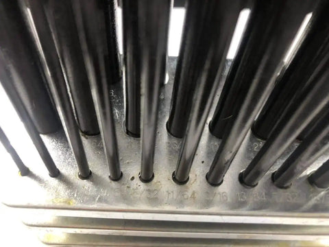 Close-up of 28 piece transfer punch set from three thirty second to one half inch by one sixty fourth inch plus seventeen thirty second inch heat treated tool steel.