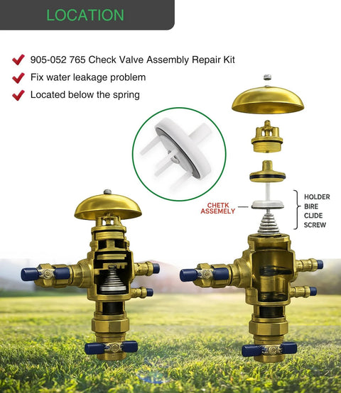 Check valve assembly repair kit, brass valves, 905-052/765 for pressure vacuum breaker, fits 1-1/4 in, two units shown