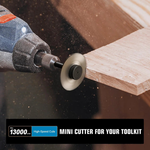 Two Inch Cut Off Wheel With One Quarter Inch Stem Mandrel For Die Grinder Or Drill cutting wood, includes two discs, 51mm OD