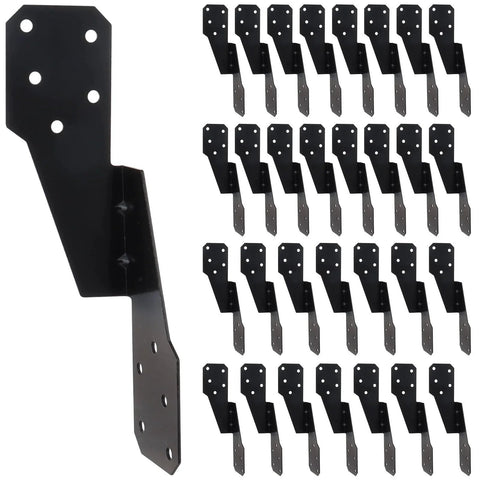 30 Pack Heavy Duty Hurricane Ties Black Powder Coated For Wood Sheds Roofs And Framing, showing mounting holes and sleek black finish.