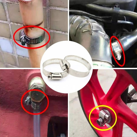 Stainless Steel Worm Gear Hose Clamps Set Of 40 Pcs Adjustable 8 To 44mm Range With 8 Sizes For Water Pipe Plumbing Fuel Line Applications