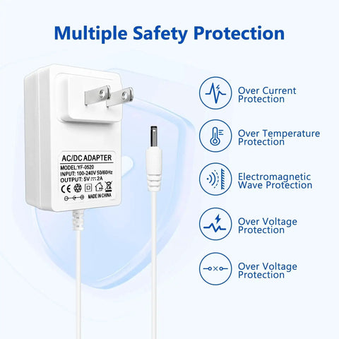 5V Replacement Power Adapter For Rest Series Sleep Machines Night Lights And Sleep Trainers With Barrel Plug 6.56ft Cable Delivers Stable 2A DC Output Compatible With Rest Plus And Rest Mini