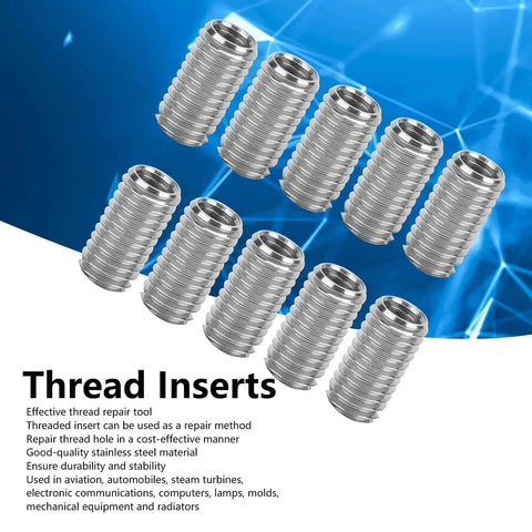 10 Pack Stainless Steel Thread Repair Inserts Set With M6 X 1 Female And M8 X 1.25 Male Threads, 15mm Length, Heavy Duty Sleeves
