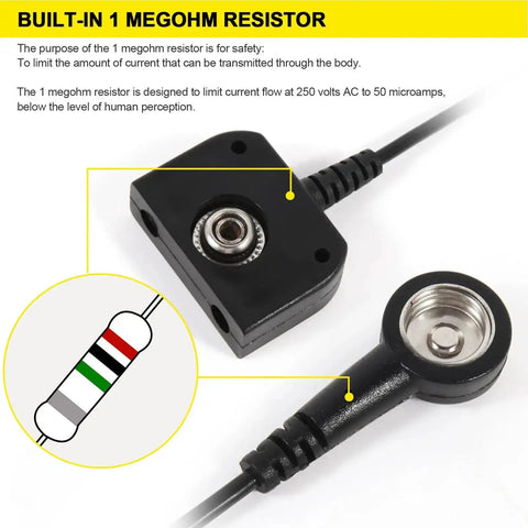 ESD Mat Anti Static Grounding Kit for Workstations Setup, 15 Feet Low Profile Grounding Plug Adapter with built-in 1 megohm resistor