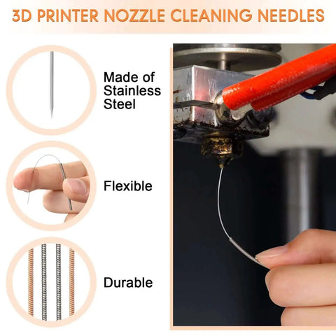 50 Piece 3D Printer Nozzle Cleaning Kit With MK8 Nozzles And Cleaning Needles, stainless steel needle clearing 3D printer nozzle