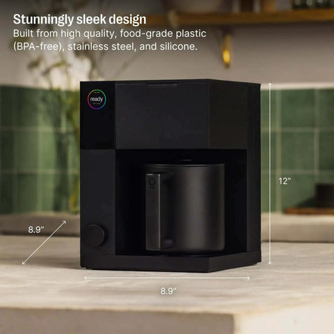 Aiden Precision Coffee Maker With Thermal Carafe 10 Cup Programmable Drip Coffee Machine in Matte Black on kitchen counter.