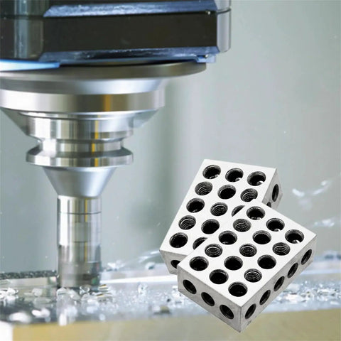 Pro Grade Ultra Precision Pair Of Parallel Blocks Set With 23 Holes And 0.0001 Inch Tolerance, 1 By 2 By 3 Inch Steel V Blocks in milling operation