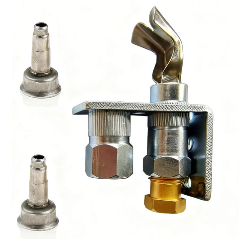 MCAMPAS Q314A4586 pilot burner with thermocouple assembly, metal fittings, mounting bracket, front view
