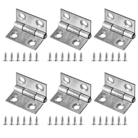 Qyueyue 1-inch 304 stainless steel mini hinge set of 6 with mounting screws for wooden boxes and cabinet doors