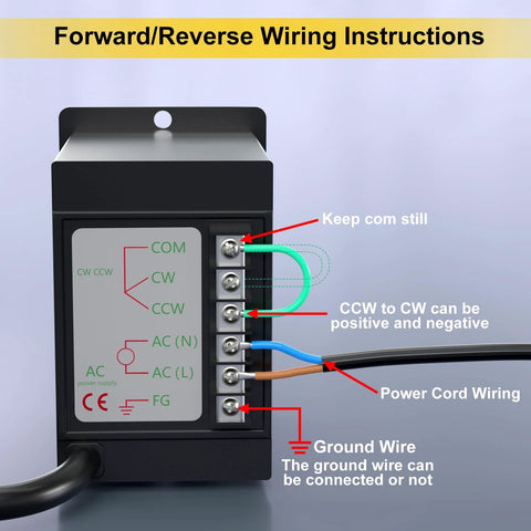 Forward and reverse wiring instructions for Beefy 300W 110V AC Gear Motor With 1To18 Reduction by Bemonoc