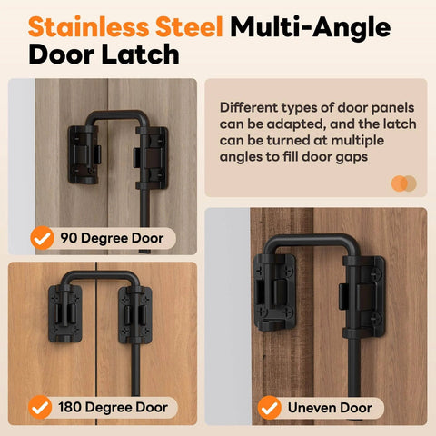 Beefy 2.36 Inch Stainless Steel U-Bolt Sliding Door Lock Set Black 4 Pack For Patio Barn Gate Window Shed Closet Fence Rotates