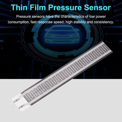 Thin film pressure sensor strip FSR408, silver-gray with white end tabs, from Amazon, for smart home and instruments