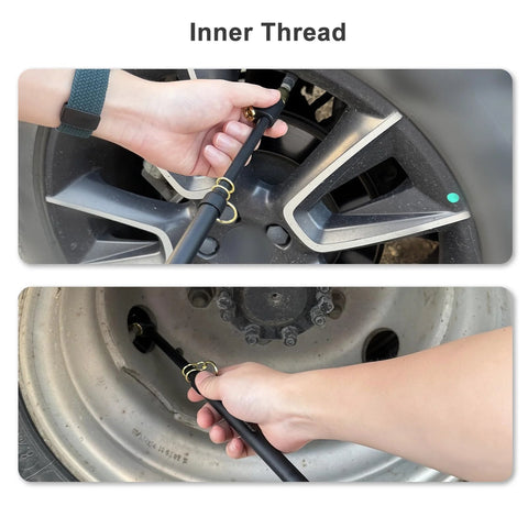 UHARBOUR dual-head tire pressure gauge with extended tube used to check car and truck tire pressure