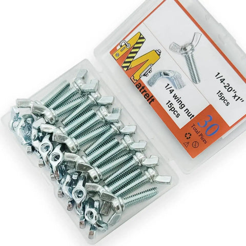 30 Piece Assortment Grab-And-Go Wing Nut And Wing Screw Kit With 1/4-20 Butterfly Screws And Nuts in clear box
