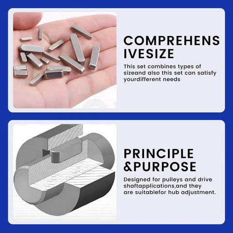 Versatile Pulley Keyway And Drive Shaft Key Set With 140 Pieces In Sizes From 3mm To 12mm for mechanical projects and repairs.