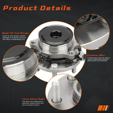 Front Wheel Hub And Bearing Assembly Pair For Nissan Frontier Xterra Pathfinder And Suzuki Equator 2WD RWD 6 Lug With ABS