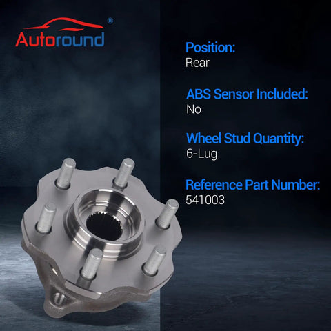 Rear Wheel Bearing And Hub Assembly For Nissan Armada 2005 2008 And Pathfinder 2005 2012 With Six Lugs No ABS product image