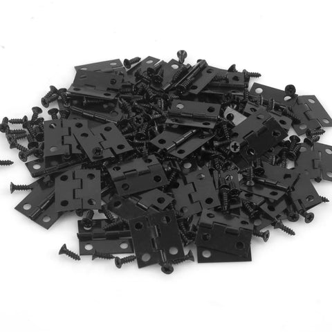 Tiny 18x15mm Wooden Box Hinges Set With 200 Screws For DIY Jewelry Boxes Black Small Folding Butt Hinges