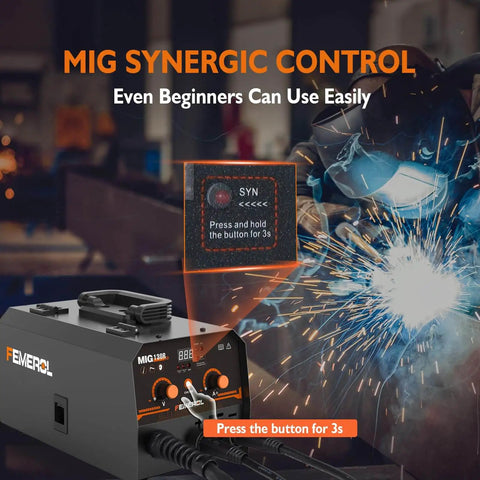 2 In 1 Flux Core And Stick Welder With 130 Amp 110V Gasless MIG Machine, Synergy IGBT Inverter, Portable Wire Feed Welder featured