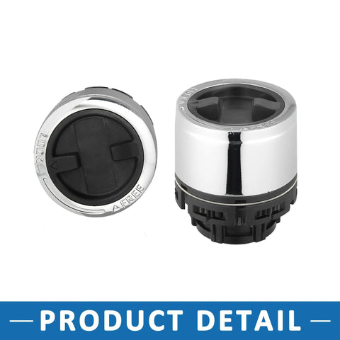 Manual Wheel Locking Hub Set Of 2 For Ford Ranger 4WD 1998 2003, Ford Explorer 4WD 1995 2001, And Mazda B Series Pickup 2001 2008 Replacement Ductile Iron Hub With Aluminum Cap And Clear Markings, front and side view.
