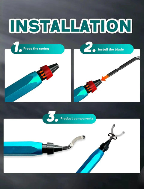 Deburring Tool With 12 HSS Rotary Blades For 3D Printing Resin And Metal Deburring Of Tubing And Small Parts With Blue Handle
