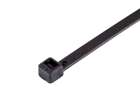 14 Inch Black Zip Ties 100 Pack Self Locking Nylon Cable Ties 50Lb Strength UV Resistant Heavy Duty Tie Wraps close-up view