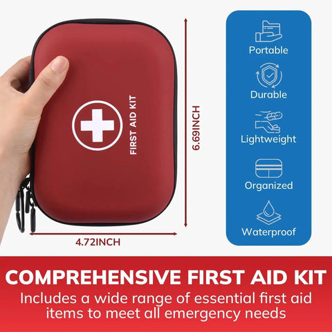 Gifts For Men Christmas Mini First Aid Kit With 144 Pieces In Water Resistant Hard Case For Home Travel And Outdoors