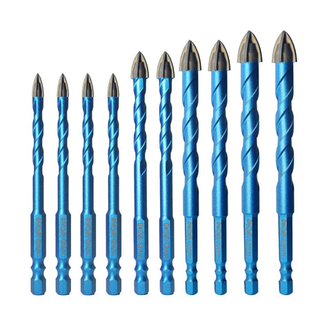 10 Piece Masonry Diamond Drill Bit Set With Quick Change Shanks For Concrete Wood Plastic Brick Ceramic Tile BeQell Carbide Tip Core Bits One Quarter To One Half Inch Range RPM 2000 To 5000 DIY Friendly Gift For Weekend Warriors