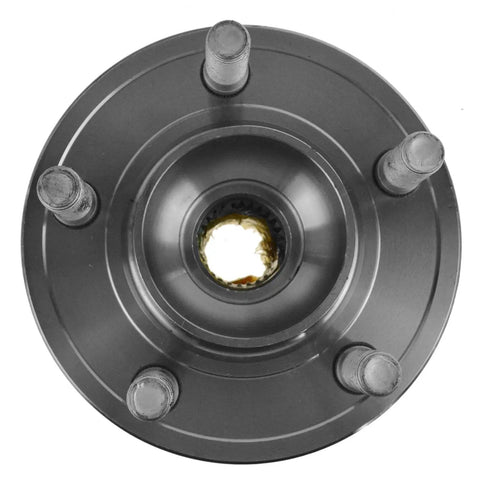 Top view of Beefed Up Wheel Bearing And Hub Assembly For 2011 To 2023 Chrysler 300, 2016 To 2023 Dodge Charger, And 2019 To 2023 Challenger AWD Replacement Direct Fit And Heavy Duty Design For Road Ready Performance And Smooth Operation.